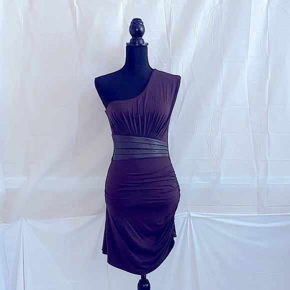 Sky One Shoulder Asymmetrical Ruched Dress Size M - Picture 3 of 6